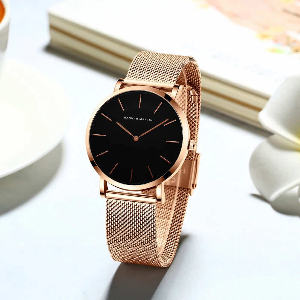 Women Watch Top Brand Dropshipping Japan Quartz Movement 36mm Rose Gold Waterproof Fashionable Nordic Minimalist Ladies Watches
