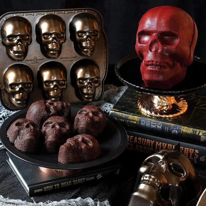 Halloween Skull Baking Mold 3D Metal Skeleton Cake Mold Refrigerator Safe Baking Sheets Realistic Kitchen Baking Tray