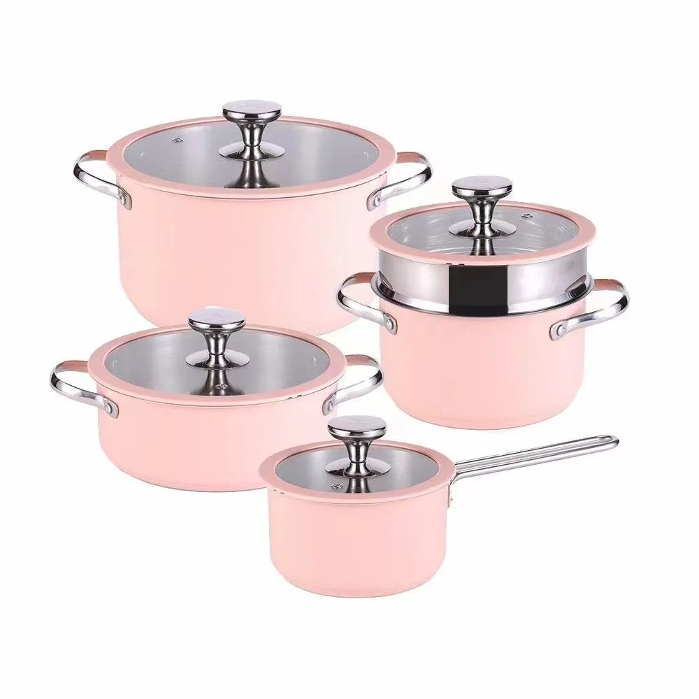 Non-stick Pots and Pans Kitchen Stainless Steel Cookware Set Induction Cooker Pot set