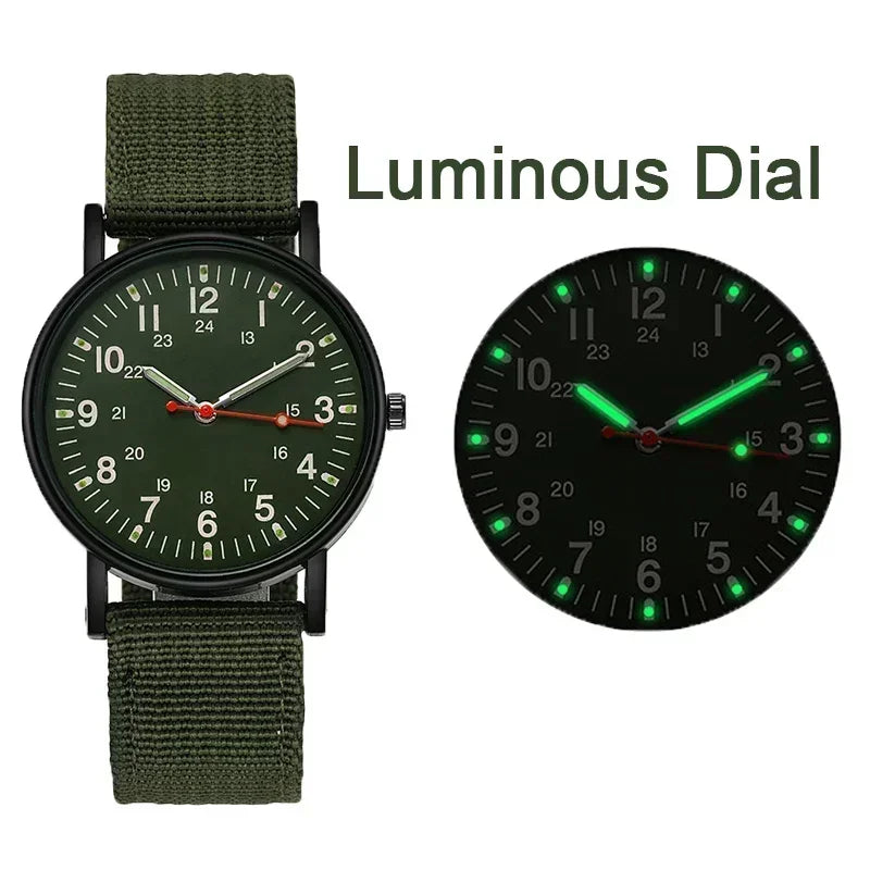 Men's Watches Luminous Shock Resistant Men Sports Watches Canvas Strap Simple Outdoor Quartz Wristwatch for Man Reloj De Hombre
