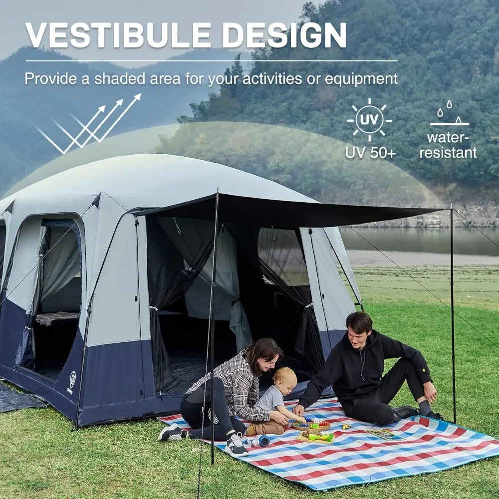 10 Person Camping Blackout Tent Multi Room Tent for Family Portable Cabin Tent for Outdoor Large Tents with Rainfly Carry Bag