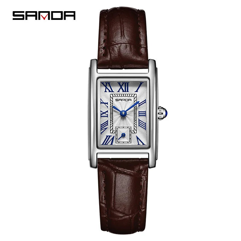 Sanda 1116 New Fashion 2025 Elegant Design Rectangle Dial Water Resistant Quartz Movement Business Women Analog Wrist Watch