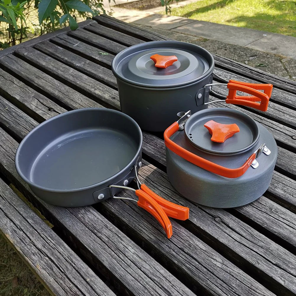 Outdoor Camping Pan Set Griddle Products Backpack Hot Pot Kit Cookware Aluminum Alloy