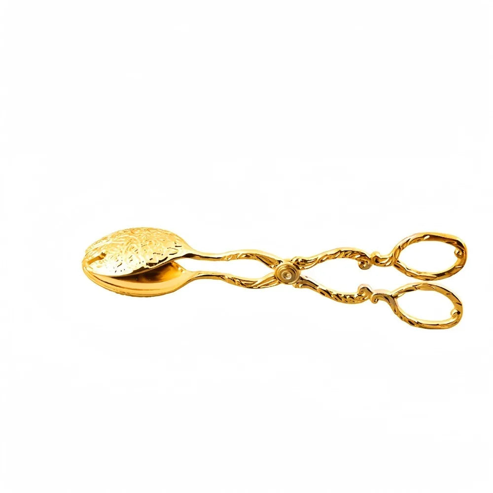Kitchen Accessory Gold-plated Fruit Salad Clip European Vintage Silver/Gold Food Tong Embossed Cake Clip Dessert