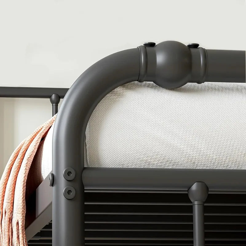 Metal Queen Size Bed Frame with Headboard and Footboard, 14 Inch High, 3500 Pounds Support, Non-Slip and Noise-Free