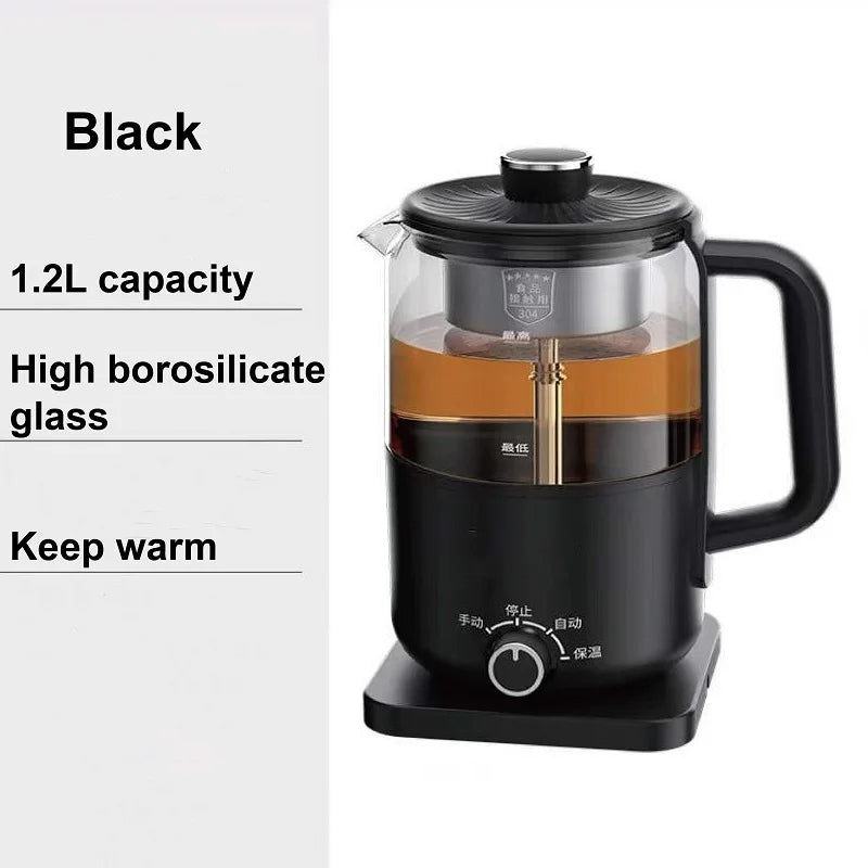 1.2L Pu'er Black Tea Glass Teapot Automatic Insulation Steam Teapot Household Electric Kettle Multifunctional Health Pot 220V