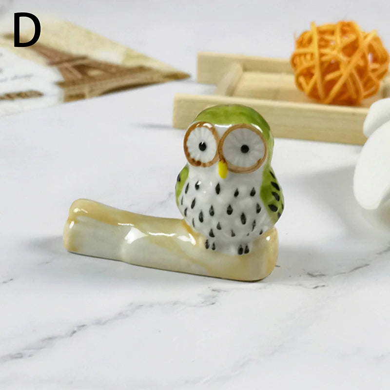 Cute Owl Ceramic Rack Chopsticks Stand Rest Knife Fork Holder Chinese Style Cutlery Chopstick Rest Kitchen Tools For Home Use