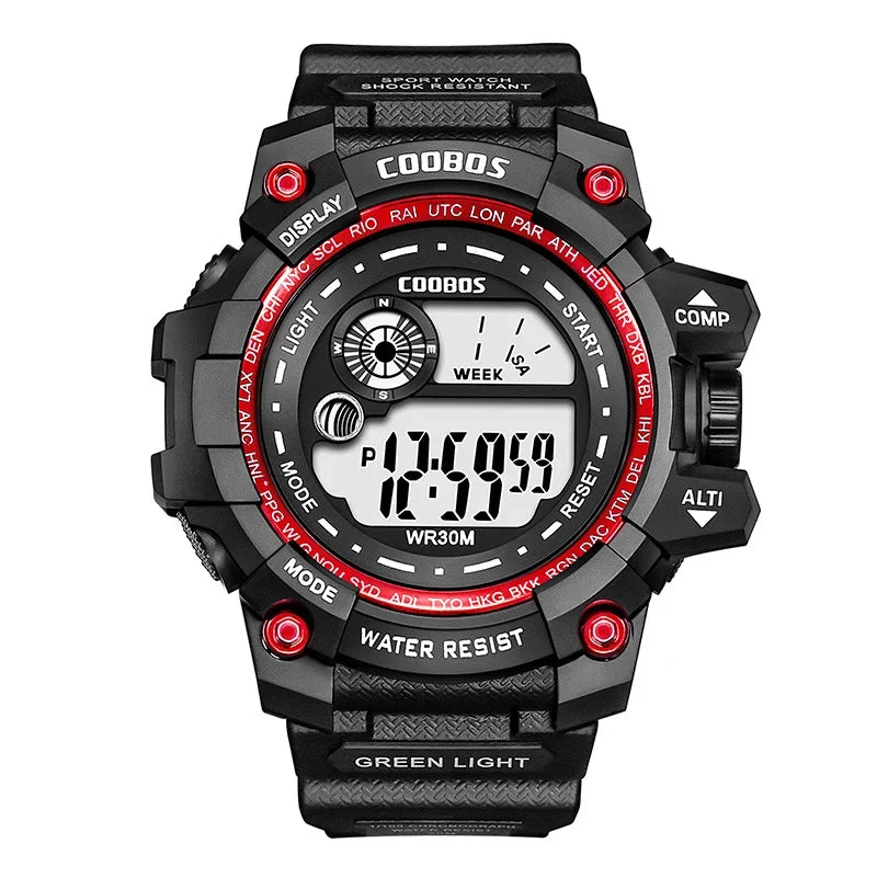 COOBOS New Men LED Digital Watches Luminous Fashion Sport Waterproof Watches For Man Date Army Military Clock Relogio Masculino