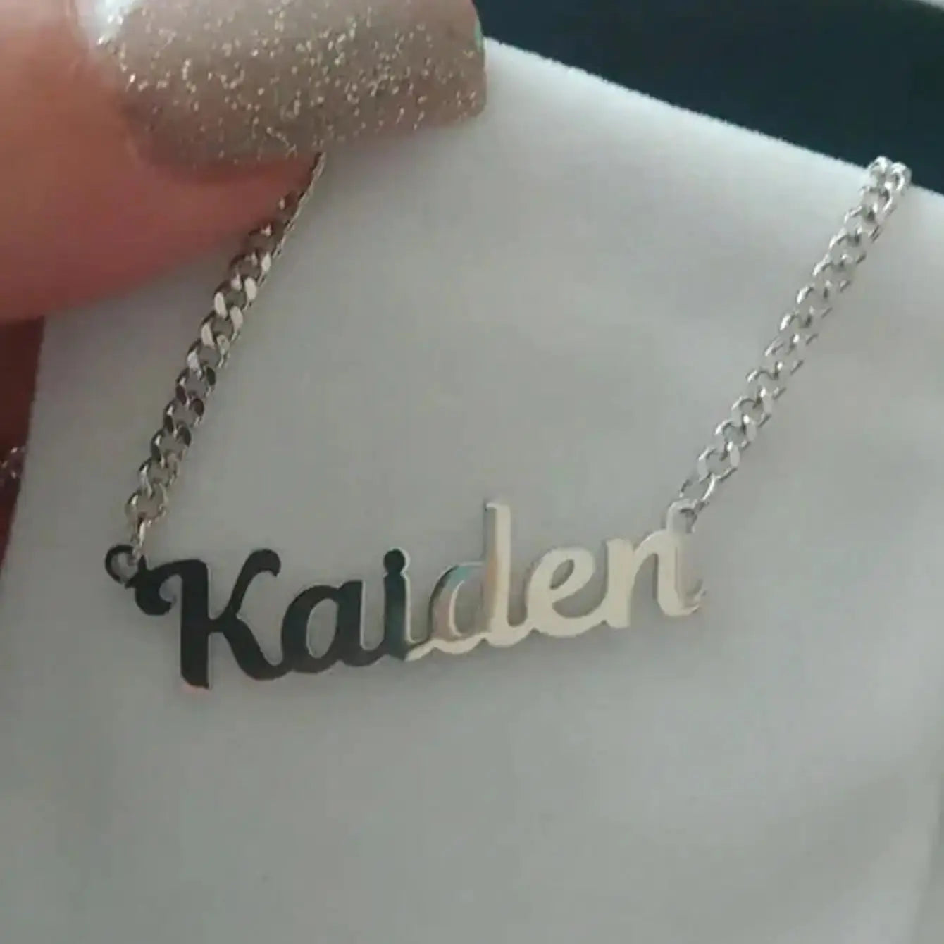 Personalised 18K Gold Name Necklace with Curb Chain, Custom Gothic Name Necklace, Birthday Gift for her, Christmas Gift for Her