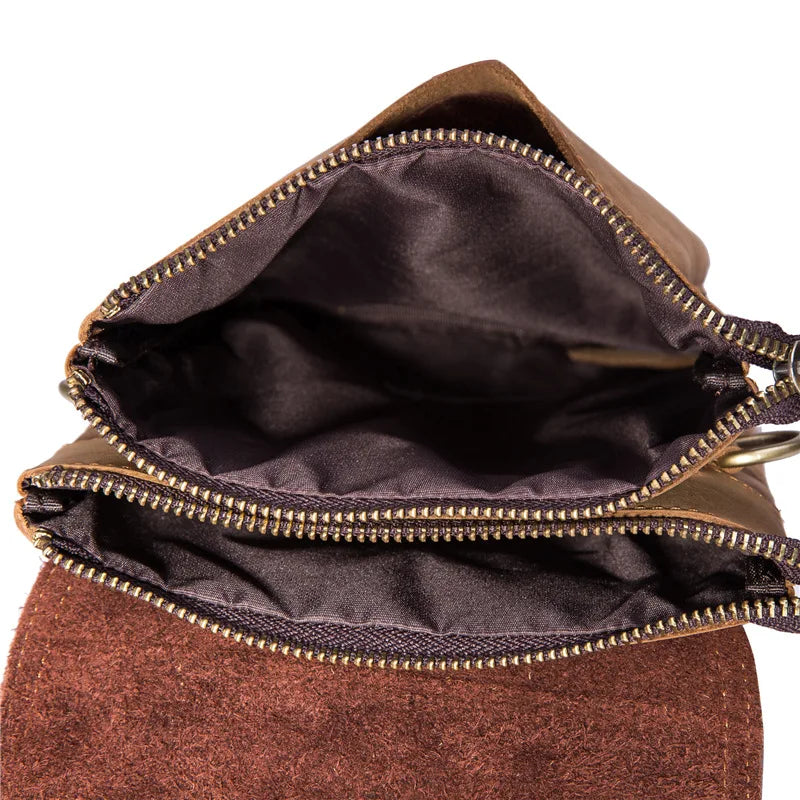 Real Leather Shoulder Bag Men Messenger Phone Bag Purse Fanny Waist Packs Bum Bag Leg Cigarette Pouch Male Travel Handbag