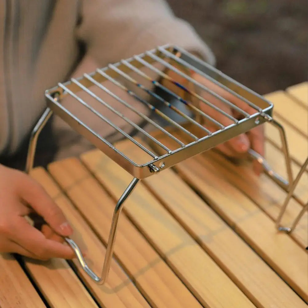 Camping Folding Grill Stand Camping BBQ Table Grill Outdoor Portable Brazier Grate Stove Rack Tools Gas Stand Camping Wood M4M0