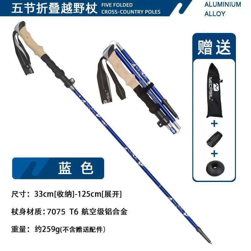 Lighten Up Folding Trekking Poles Carbon Fiber Ultralight Quick Lock Walking Stick Hiking Running Nordic Walking Polehiking stic