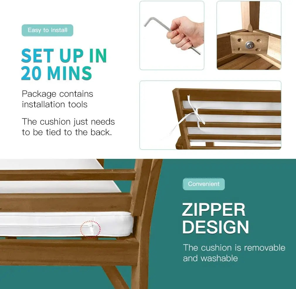 NEW 3-Piece Acacia Wood Patio Bistro Set Patio Furniture Outdoor Chat Conversation Table Chair Set Outdoor Wood Chat Set