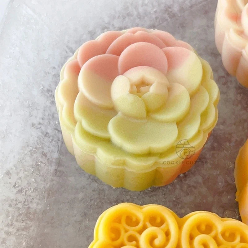 Camellia Flower Mooncake Press Mold Cookie Stamps Chinese MidAutumn  Cake Makers Decoration Tool  DIY Cookie Cooki cutter steel