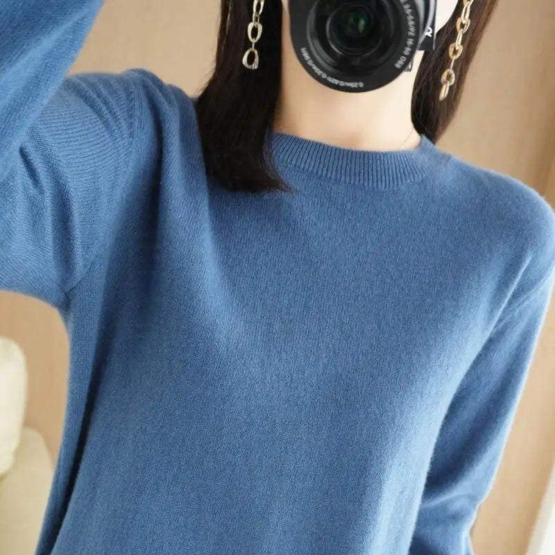 Autumn And Winter Thin Sweater Women's Round Neck Pullover Casual Knitted Top Women's Short Underlay Fashion 18 Colors