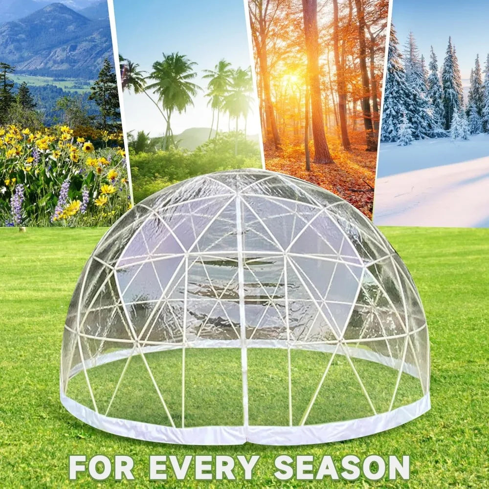 12 x 7.2 FT Garden Dome Igloo Tent, Outdoor Igloo Dome Greenhouse with PVC Transparent Cover, Geodesic Waterproof Garden Bubble