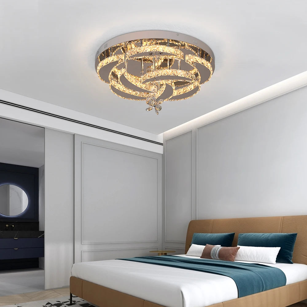 Modern Chandelier Ceiling Lamp K9 Luxury Crystal Led Living Dining Room Decor Pendant Light RC Dimmable Luminaire Home Fixture