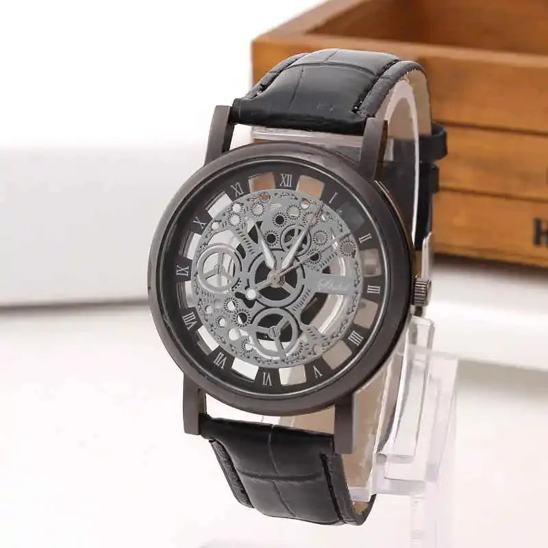 Fashion Hollow Skeleton Watches Men Watches Leather Quartz Wristwatches Cheap Price Dropshipping Relogio Masculino Reloj Hombre