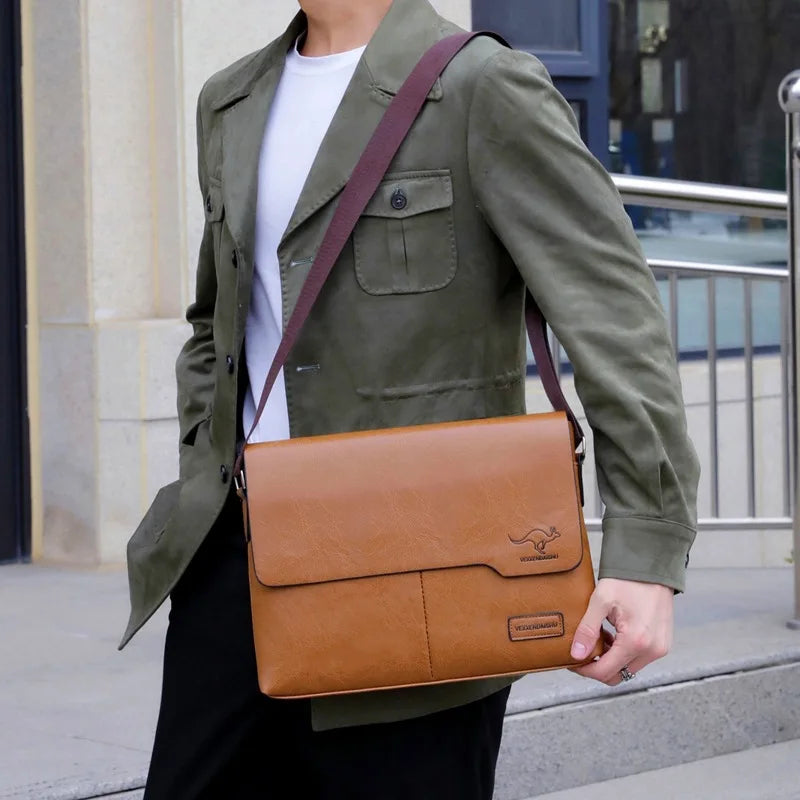 Luxury Brand Men Shoulder Bag For IPAD Leather Business Handbag Men Messenger Bag Large Side Sling Bag Fashion Man Crossbody Bag