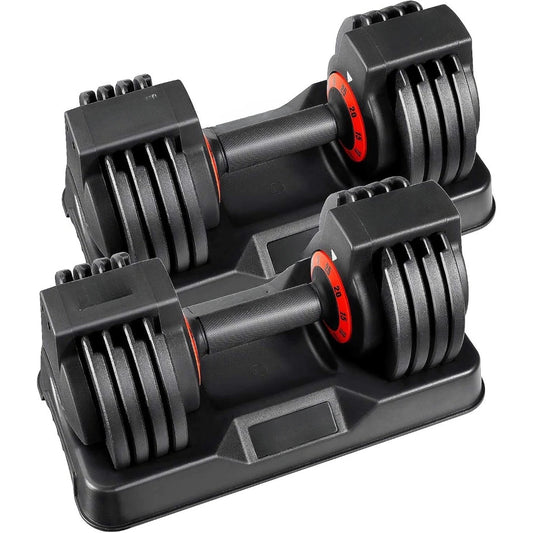 25/55 Lbs Pair Adjustable Dumbbell Set, Adjust Dumbbell Weight for Exercises Pair Dumbbells for Men and Women in Home