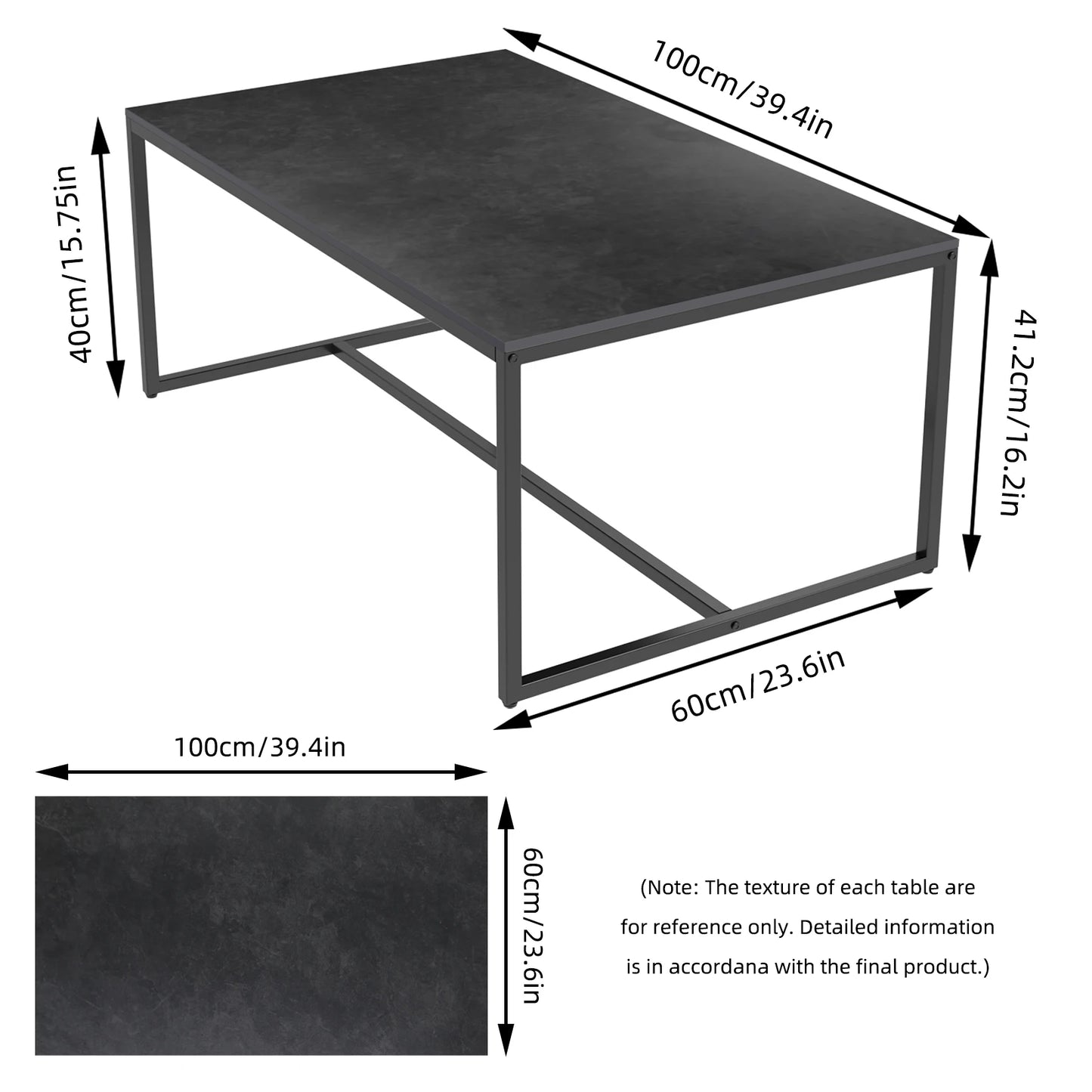 3 Colors Real Marble Coffee Table Open Accent Living Room Table with Soild Metal Frame Sofa Center Tea Table