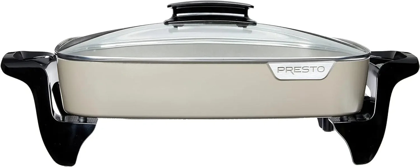 Skillet Nonstick Extra-Large with Lid - 16" Inch Ceramic Cooking Deep Fry Pan, Serves 6-8 People, for Roast, Bake, Stew, Sauce,