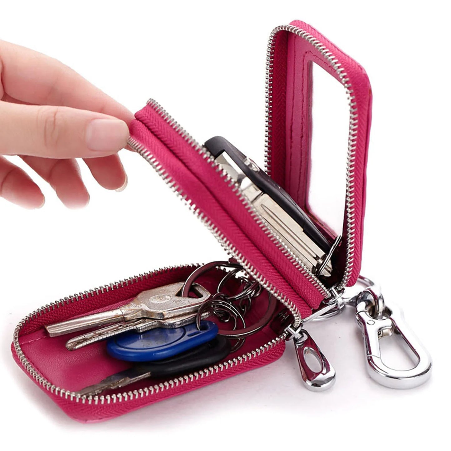 Leather Key Holder Bag Versatile Textured Leather Keychain Money Bag for Men Women Teenage Mini Wallet