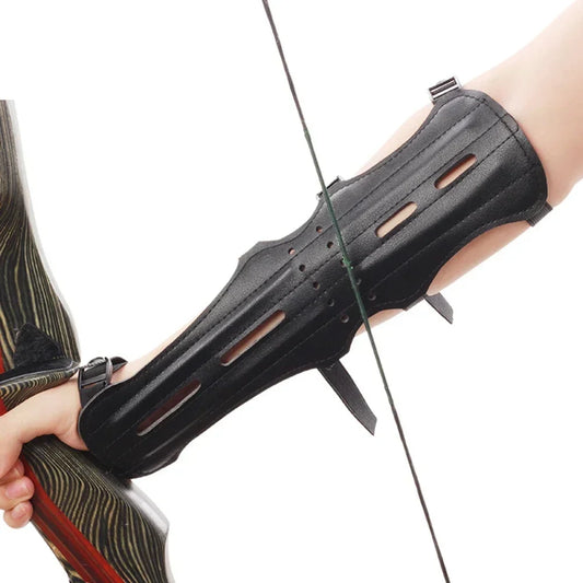 Long Leather Armguard Bow And Arrow Equipment Archery Supplies Lengthened Arm Guard With Holes Leather 30x13cm Protective Gear