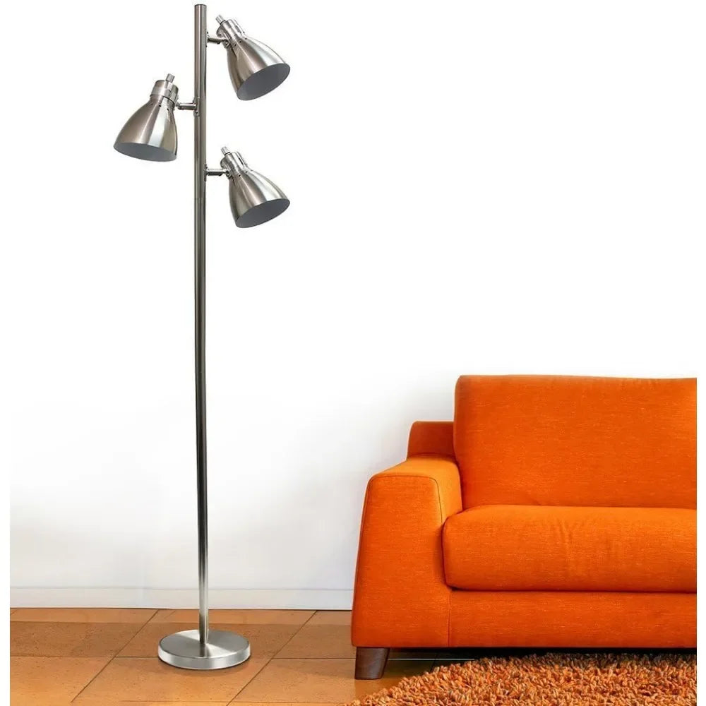 Simple Designs LF2007-BLK Metal 3 Light Tree Floor Lamp