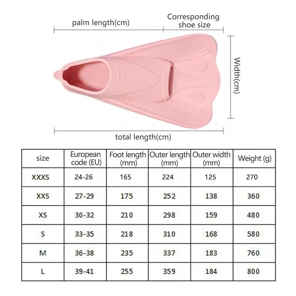 Swimming Flippers Kids Short Snorkeling Short Training Fins For Swimming Pool Swimming Supplies Short Training Flippers For
