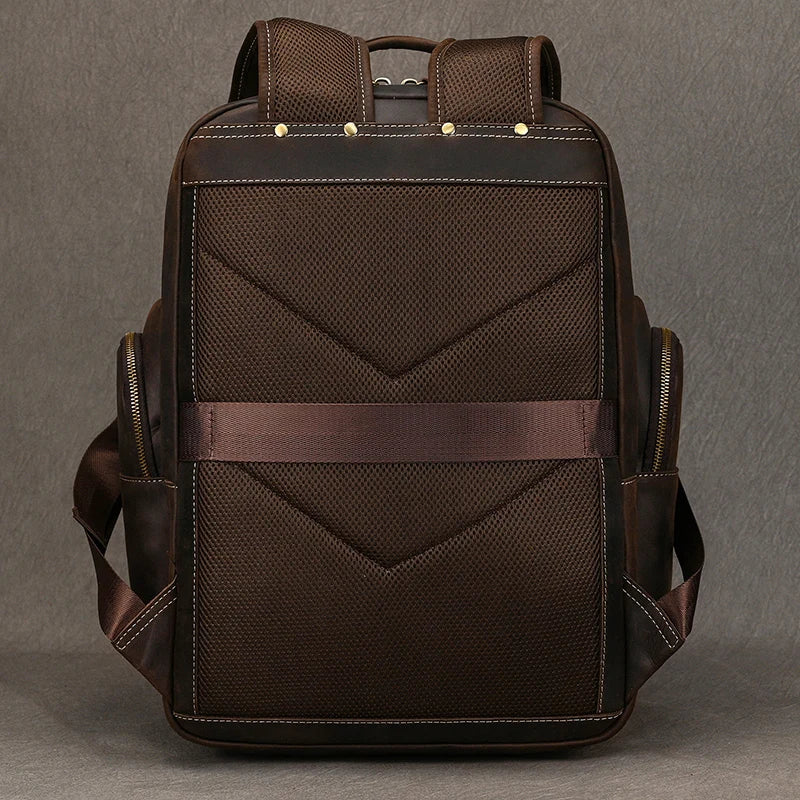 Soft Genuine Leather Backpack Fit For 15.6 inch Laptop Daypack Multifunction USB charging Fashion Male Mochila Travel BacKpack