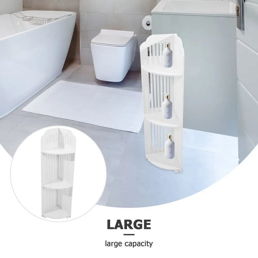 3 Tier Corner Bath Shelf Shower Caddy Storage Rack Unit Organiser Stand White US