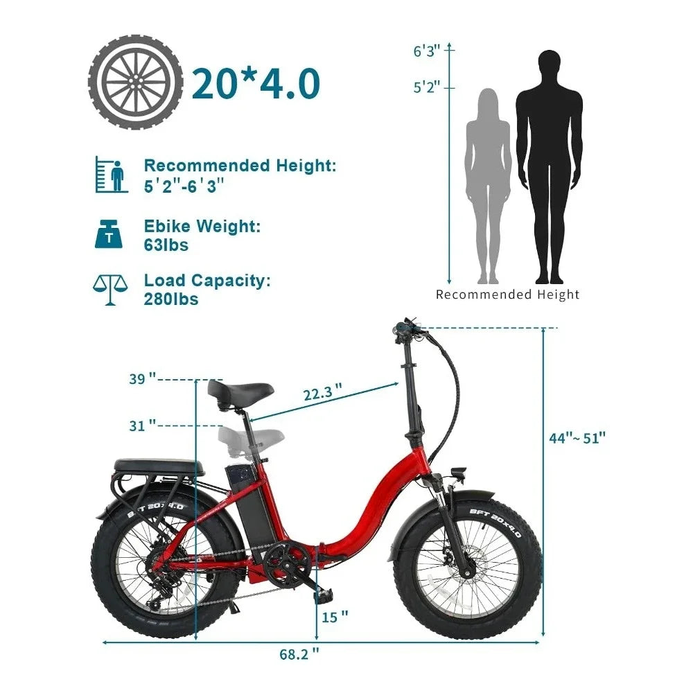 Folding Electric Bike, 48V & 624Wh Lithium Removable Battery, Peak 1100W Brushless Motor, Max Speed 28Mph, M5 Large LCD Display