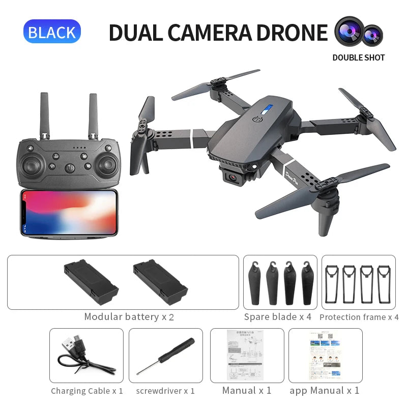Professional Drone E88 wide-angle HD Camera WiFi FPV height hold collapsible Halloween, Thanksgiving, Christmas, gifts