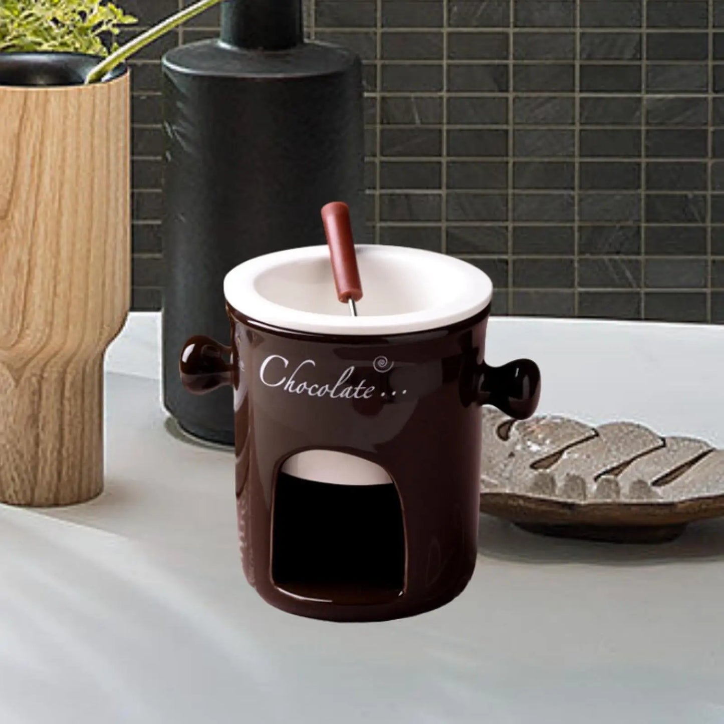 Porcelain Chocolate Fondue Food Cookware for Birthday Anniversary Broth