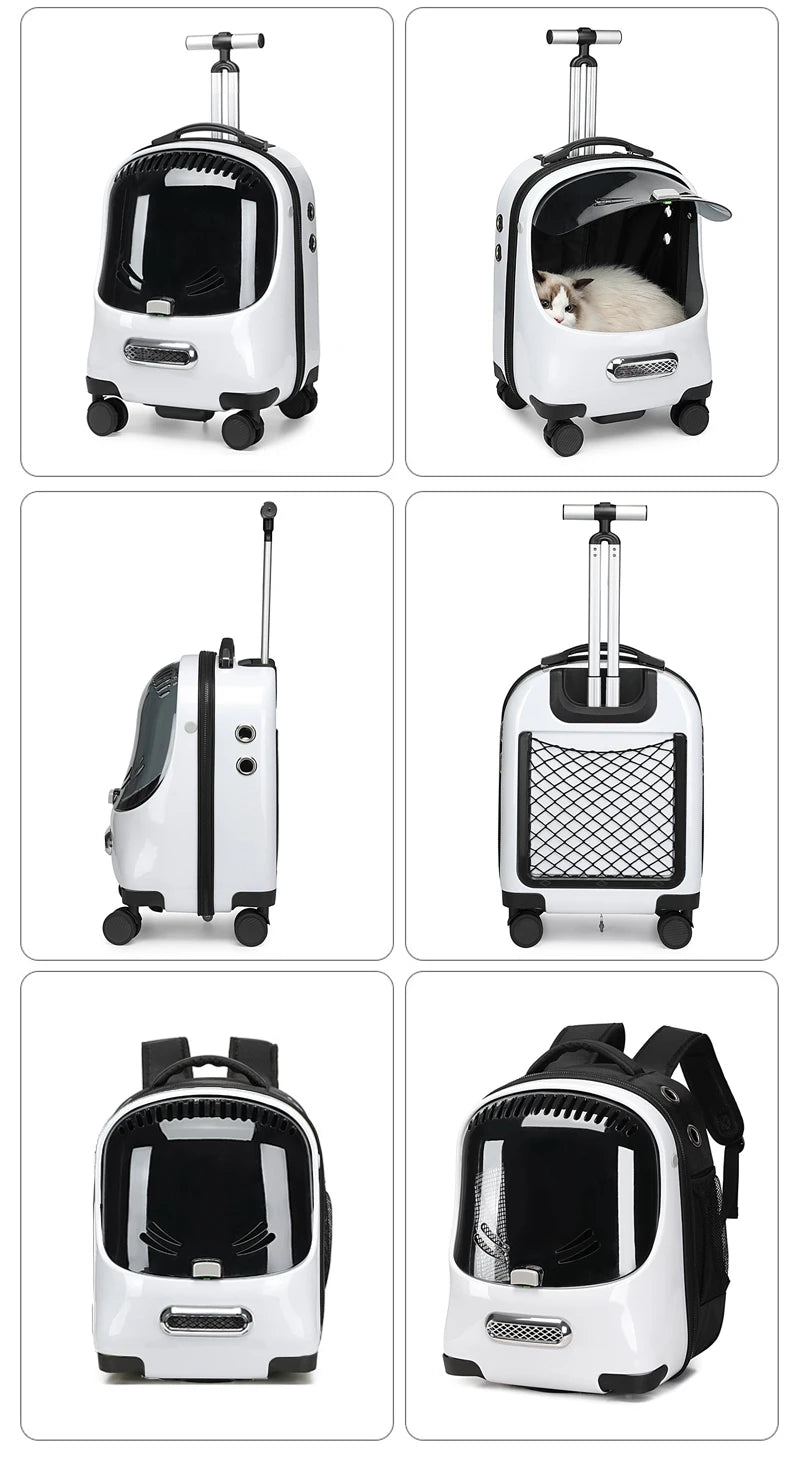 Travel Capsule Rolling Luggage Pet Trolley Bags Portable Cat Puppy Bags Pet Bags Transport Backpacks Wheels