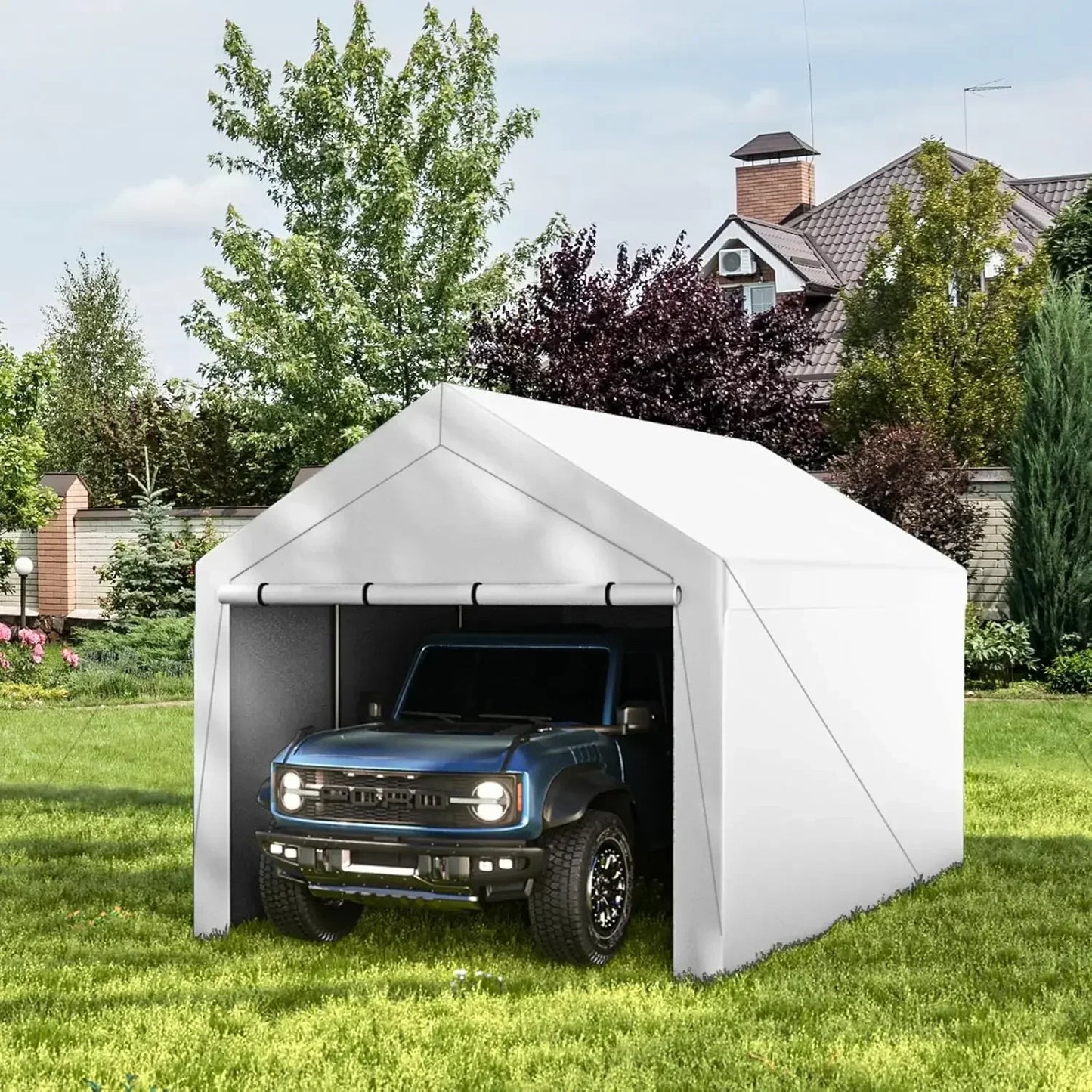 10x20ft Heavy Duty Carport with Removable Sidewalls, All Weather Carport Garage Party Tent Large Outdoor Canopy Storage Shed