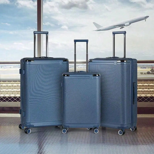 3 Piece Luggage Set Travel Trolley (20/24/28") Business Hard-Shell Suitcase Blue