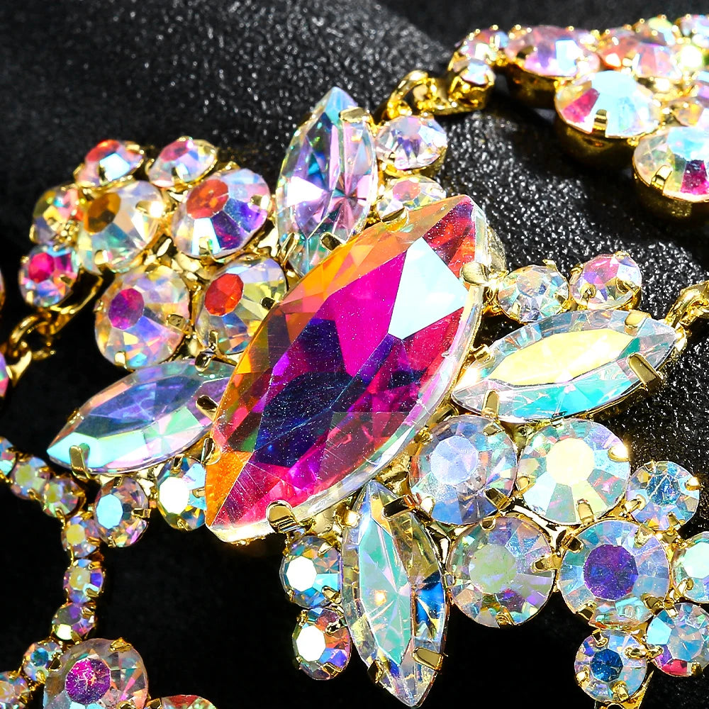 Crystal Geometric Pendant Earrings for Women Luxury Designer Vintage Trend Exaggerate Fashion Statement Accessories Jewelry Gift