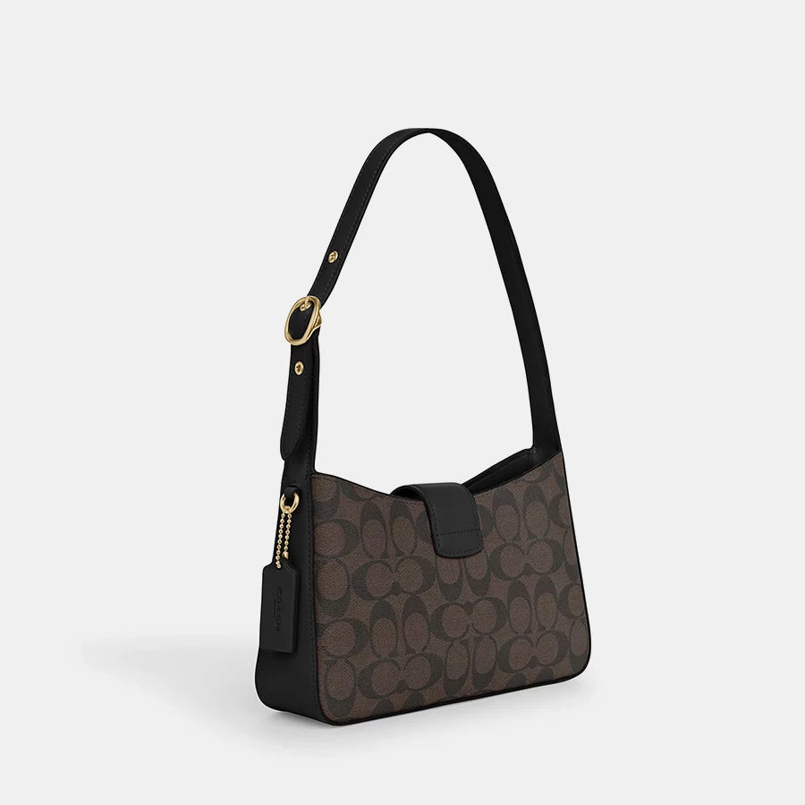 Eliza Shoulder Bag Underarm Bag Leather Clutch Purse  with Zipper Closure for Women  Lightweight Purse In Signature Canvas