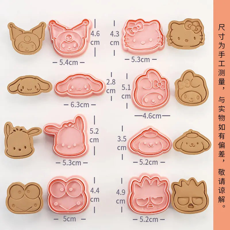 24Pcs Sanrio Hello Kitty Cartoon Cookie Mold 3D Pressable Stamp Kitchen Baking Pastry Bakeware New Year Christmas Decoration