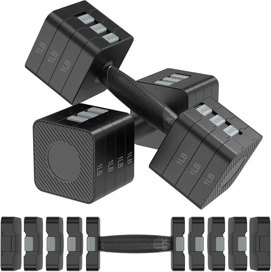 Adjustable Dumbbells Set of 2, Hand Weights Sets with 5 Levels, Adjustable Dumbbells for Women/Men Home Gym Full Body Workout
