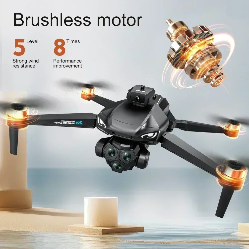 M33MAX RC Drone 4K Professinal with Wide Angle Triple HD Camera Foldable RC Helicopter Brushless Motor WIFI FPV Screen Drone Toy