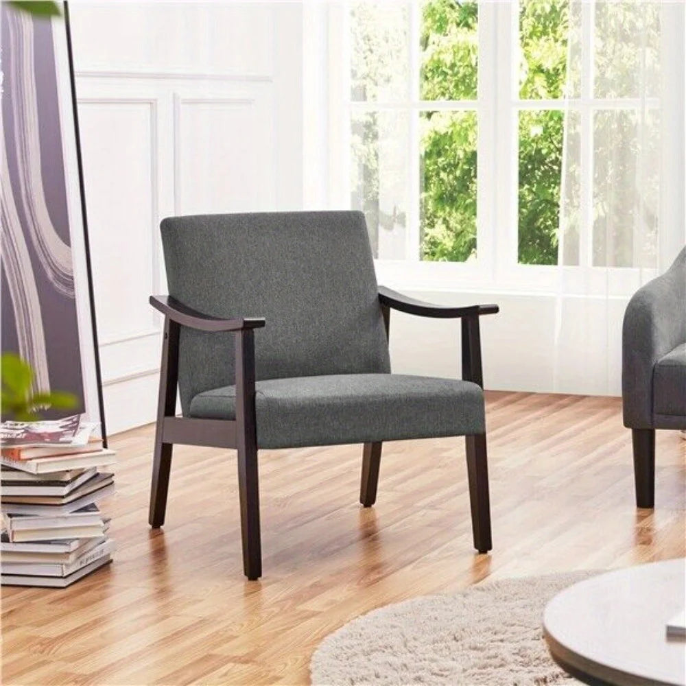 Accent Mid-Century Living Room Chair,Modern Linen Fabric Side Chair with High Back for Living Room/Office/Bedroom,Minimalist