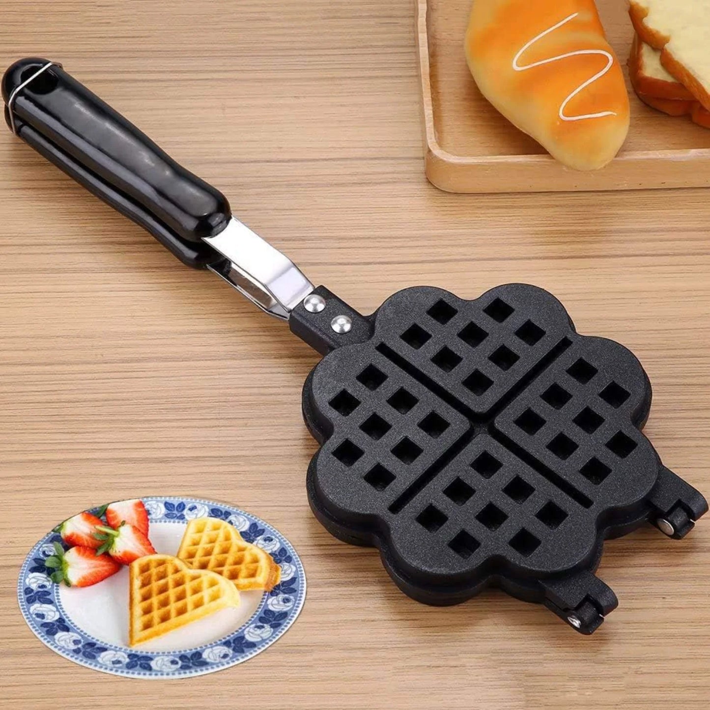 DIY Petal Shaped Waffle Cake Mold Pot, Baking Cake Pan, Non stick Double Side Biscuits Muffin Mould Pot Bakeware ,Baking Tools f