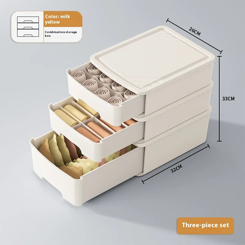 Hot new home underwear storage box solid color drawer wardrobe partition tidy home artifact bra underwear socks storage box