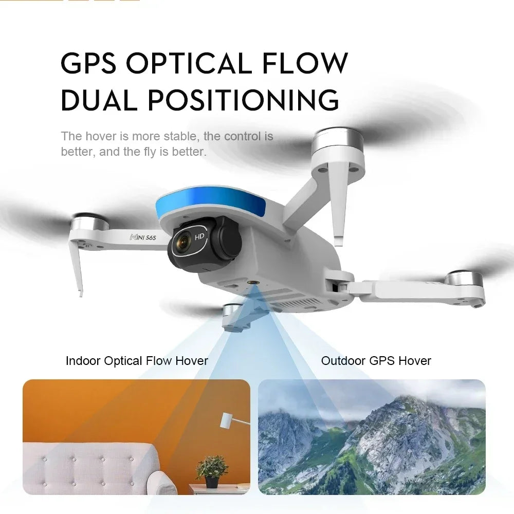 S6S Mini GPS Drone 4K Professional Dual HD EIS Camera Light Flow 5G WIFI Brushless Folding 360 Quadcopter RC Helicopter Toys