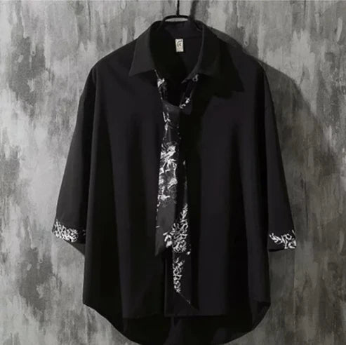 Women's Urban Fashion Blouses 2025 Autumn Winter Latest V-Shaped Collar Solid Color Shirt Tie Five Quarter Sleeve Button Top