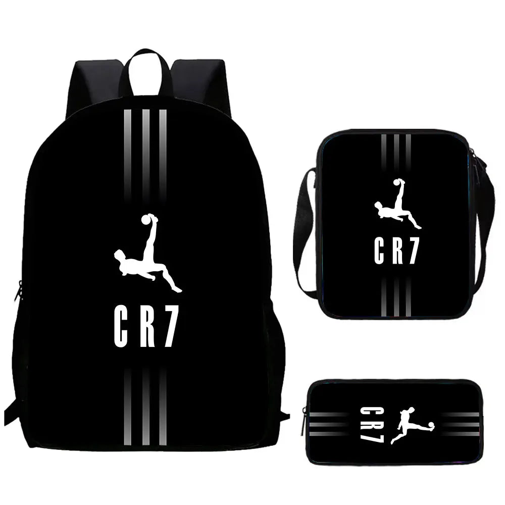 Cartoon C-CR7 Football-Stars Child School Backpack With Shoulder Bags Pencil Bags School Bags for Boys Girls Best Gift