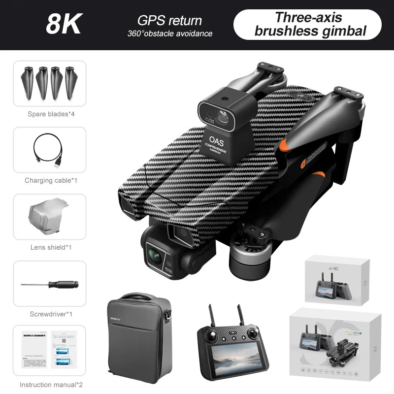 AE86 Pro Max GPS Profesional 8K Drone HD FPV Dron 4K Camera RC Quadcopter Obstacle Avoidance Foldable Helicopter Aerial Aircraft